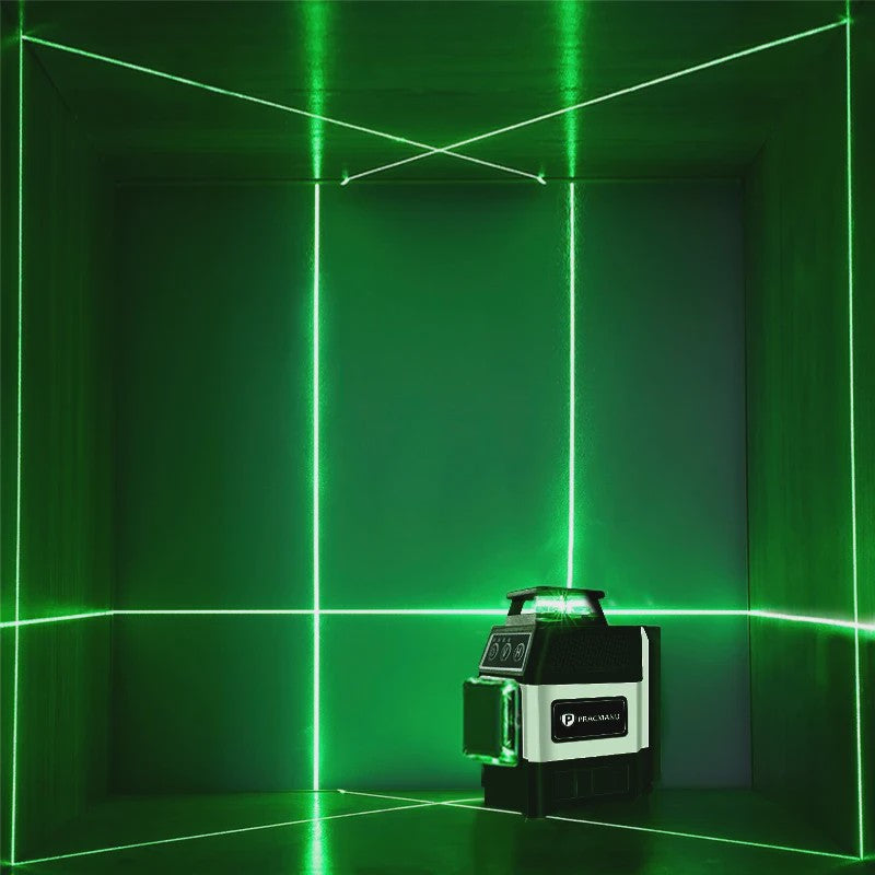 Pracmanu 3D Laserwaterpas met 12 Groene Lijnen - Zelfnivellerend Kruislijn Laser