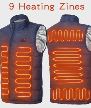 Verwarmd Vest met 9 Zones: Elektrische Graphene Jas voor Heren & Dames - USB Verwarming voor Sport & Camping