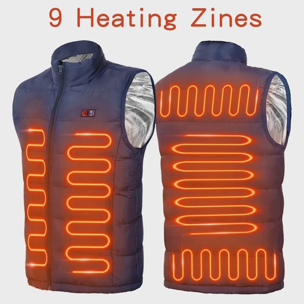 Verwarmd Vest met 9 Zones: Elektrische Graphene Jas voor Heren & Dames - USB Verwarming voor Sport & Camping