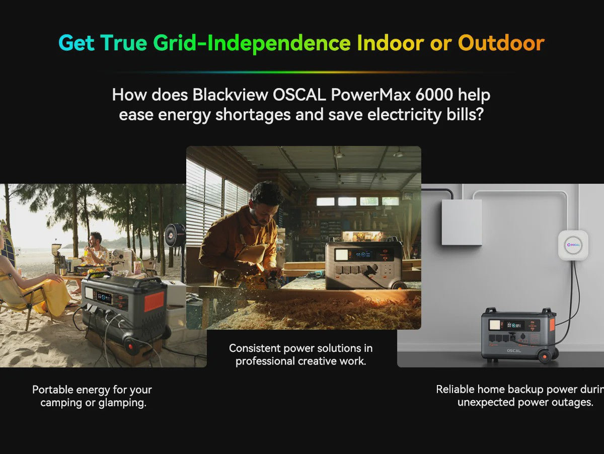 OSCAL PowerMax 6000 Robuust Power Station: 3600Wh, 6000W, App-gestuurd
