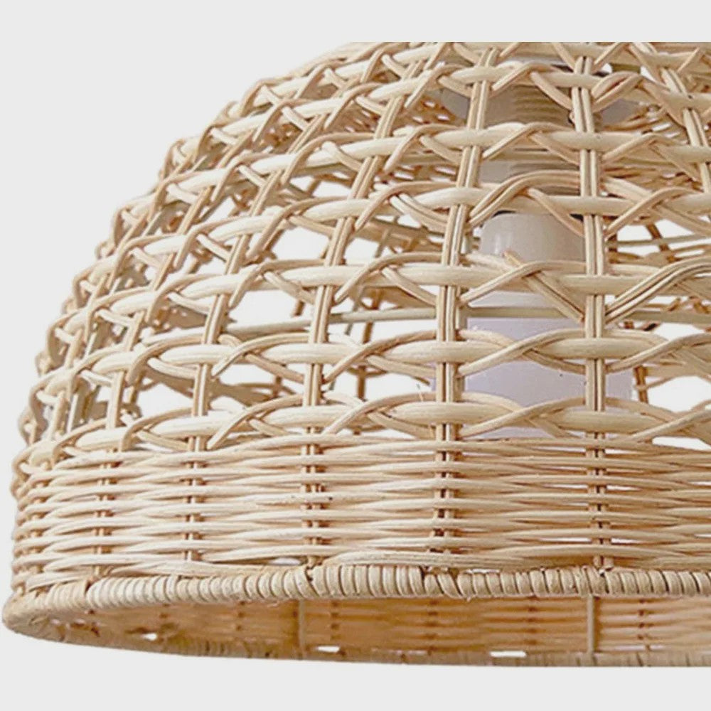 Handgemaakte Rotan Hanglamp 28cm - Sfeervolle Plafondlamp met LED
