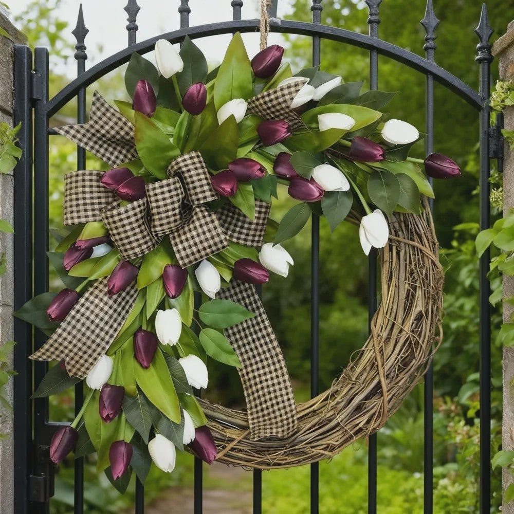 Luxe Tulpen Krans - Voorjaar & Feest Decoratie - Deurhanger