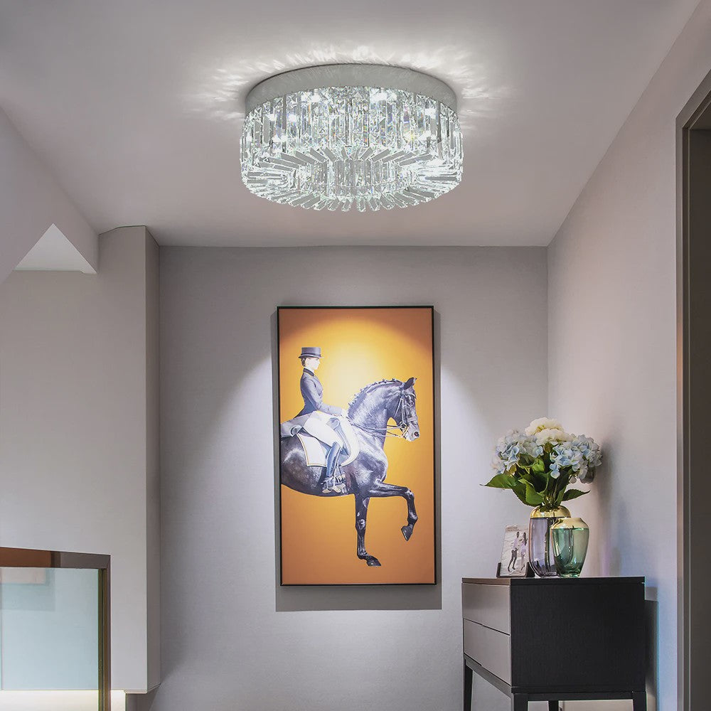 Luxe Kristallen Plafondlamp Goud - Moderne LED Verlichting voor Woonkamer (Ø 40/50cm)