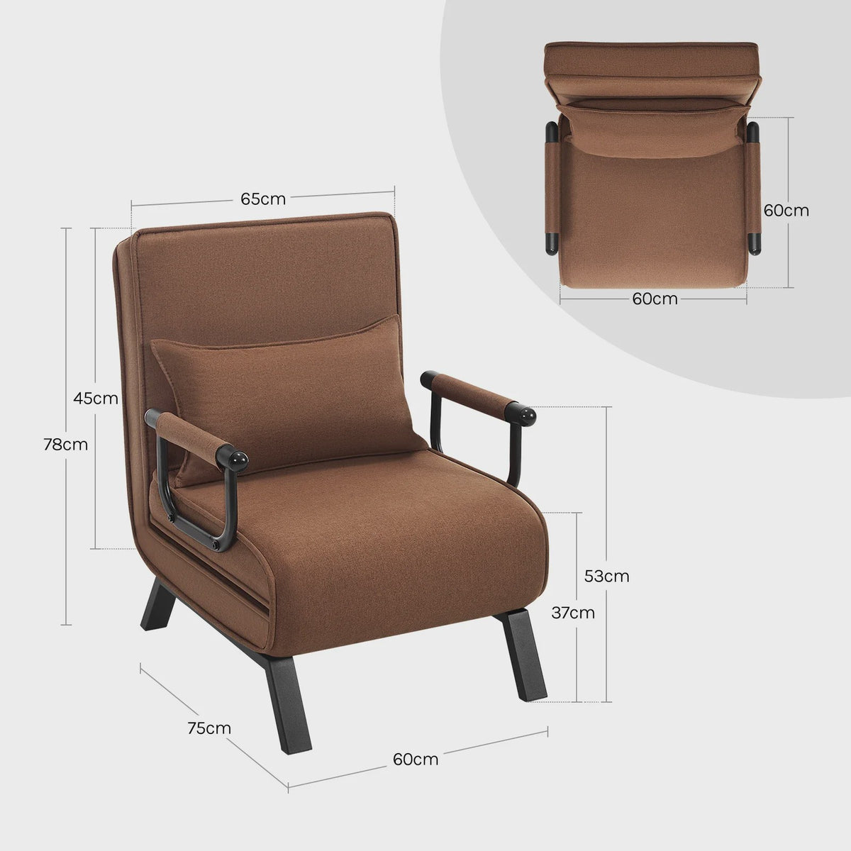 Multifunctionele 3-in-1 Sofa Bed: Klapstoel, Fauteuil en Gastenbed in één. Comfortabel en Stijlvol voor Elk Interieur.