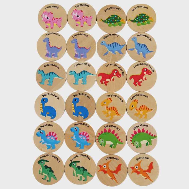 Montessori Dinosaurus Memory Spel - Cognitief Puzzel Spel voor Kinderen