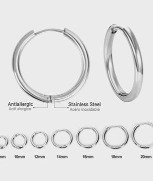 Roestvrijstalen Hoops Oorbellen - Goudkleurig, Zilver, Zwart & Regenboog - Unisex