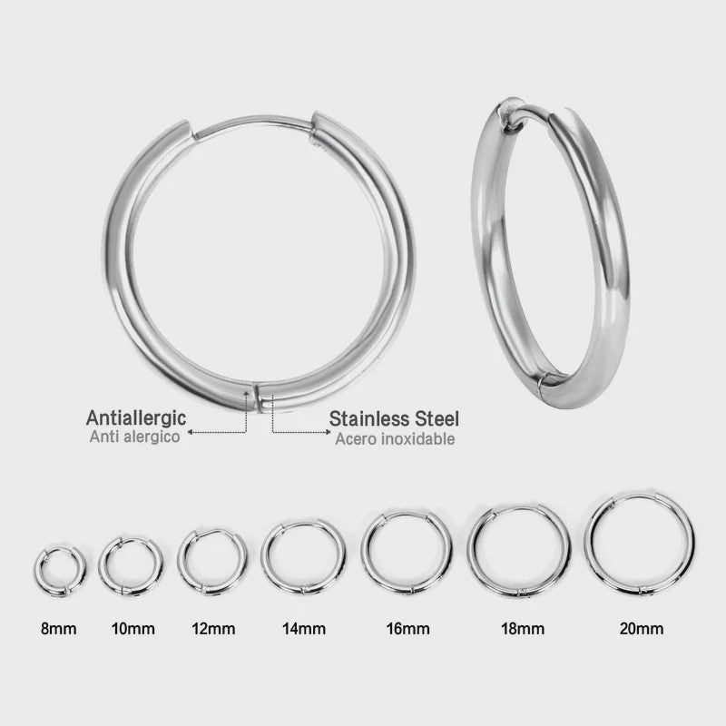 Roestvrijstalen Hoops Oorbellen - Goudkleurig, Zilver, Zwart & Regenboog - Unisex