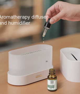Vlam Effect Aroma Diffuser Luchtbevochtiger met LED Verlichting - Sfeervol & Rustgevend