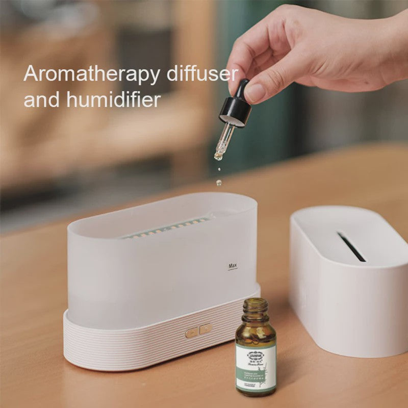 Vlam Effect Aroma Diffuser Luchtbevochtiger met LED Verlichting - Sfeervol & Rustgevend