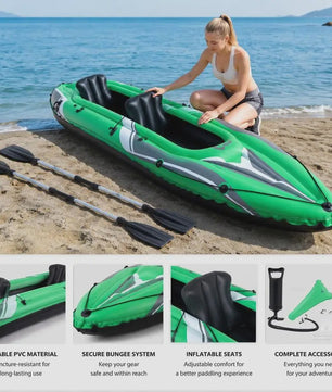 Opblaasbare Kajak voor 2 Personen - 11.5ft Groen - Inclusief Paddles & Pomp