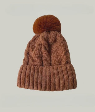 Warme Gebreide Wintermuts met Pluche Pompom - Stijlvol & Veelzijdig
