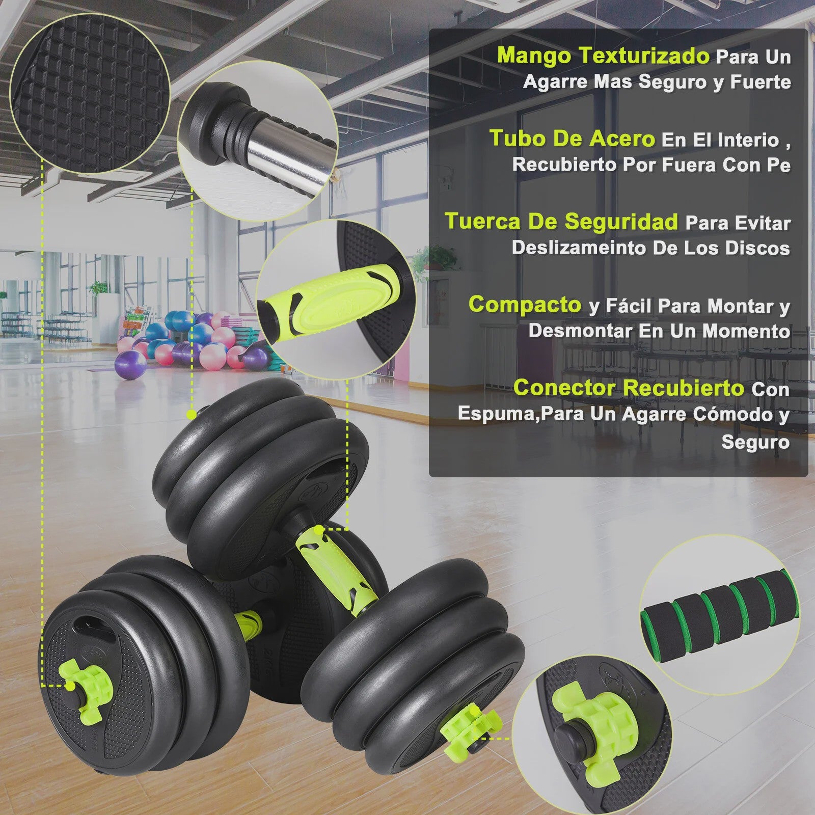 Verstelbare Dumbbell Set 10-40kg met Verbindingsstang - Complete Home Gym Krachttraining