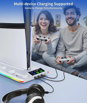 PS5 Accessoire Station: Koeler, Lader & RGB Verlichting voor PS5, PS5 Slim & PS5 Pro