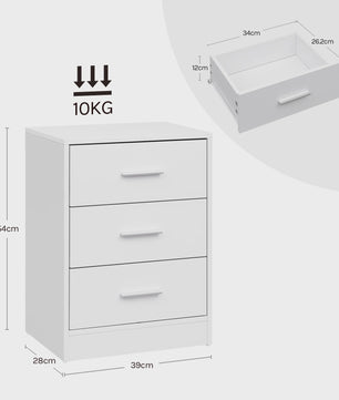 Set van 2 Moderne Nachtkastjes met 3 Lades - Stijlvolle Bijzettafels voor Slaapkamer en Woonkamer