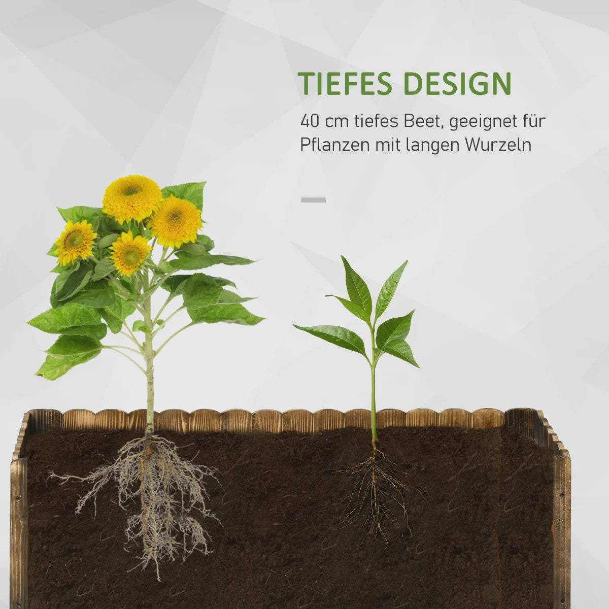 Houten plantenbak 120x40x40cm van vurenhout - Ideaal voor kruiden, groenten & bloemen