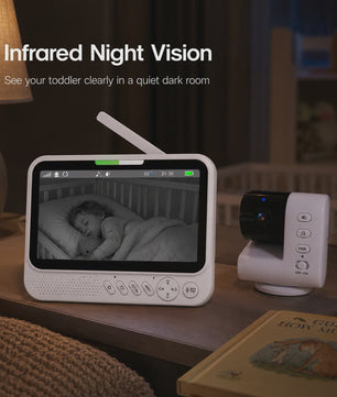 7 Inch Draadloze Babyfoon met Camera, Audio, Nachtzicht & Temperatuurmeter | VOX & Muziek