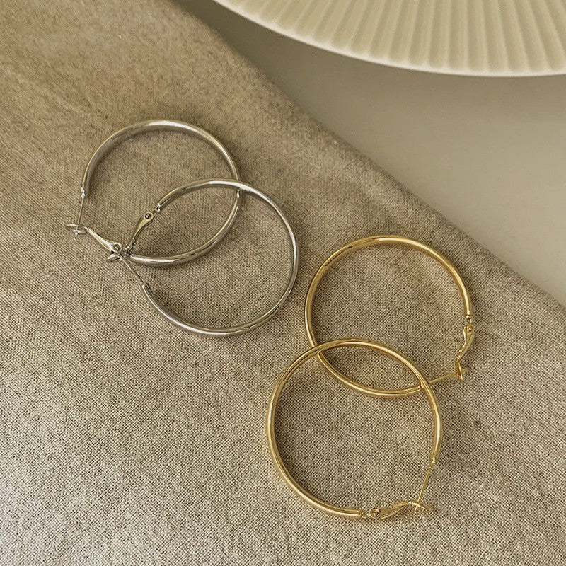 Grote Platte Hoepel Oorbellen - Trendy Cirkel Sieraden voor Dames