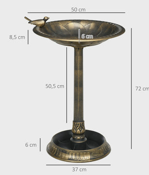 Outsunny Vogelbad & Voederstation met Plantenbak - Ø 50 x 72 cm - Antiek Brons