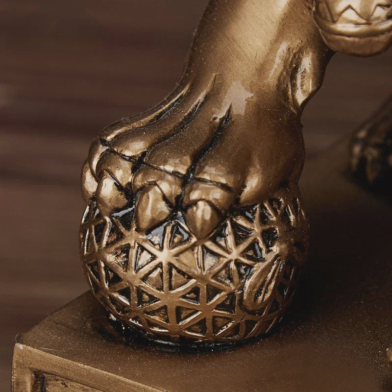 Chinese Geluks Leeuw Standbeeld - Feng Shui Decoratie Beeldje van Resin