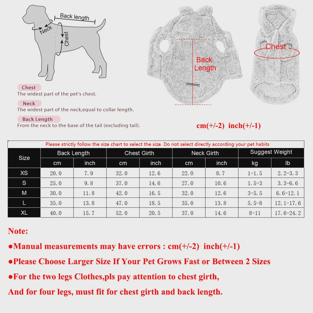 Schattige Fleece Hondenkleding met Capuchon - Winterjas voor Kleine en Middelgrote Honden & Katten