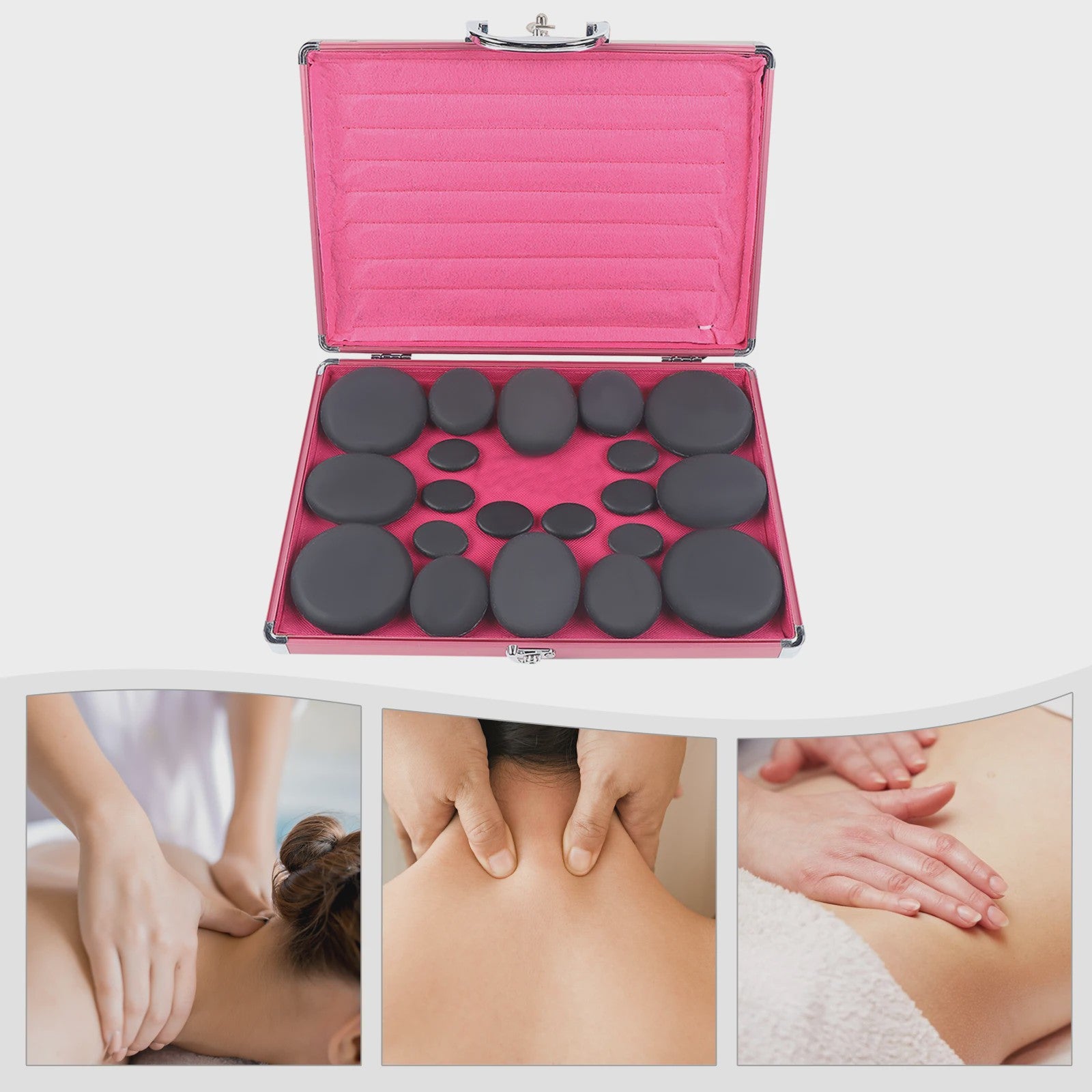 Hot Stone Massage Set met Verwarmer - 20 Stenen voor Ontspanning en Pijnverlichting