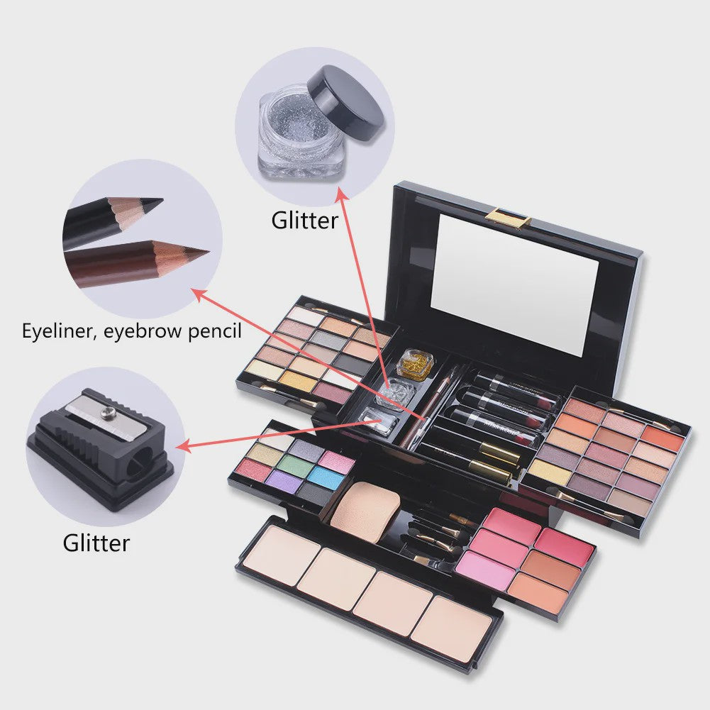 Professionele Make-up Set: Uitgebreid Palet met Oogschaduw, Foundation, Blush en meer - Complete Cosmetica Koffer