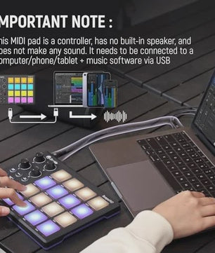 Synido TempoPAD P16 MIDI Controller: Draagbare Beat Maker Machine voor Muziekproductie