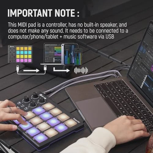 Synido TempoPAD P16 MIDI Controller: Draagbare Beat Maker Machine voor Muziekproductie