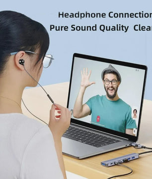 USB C Hub met 5Gbps USB 3.0, SD/TF Kaartlezer & Audio - Docking Station voor Laptops
