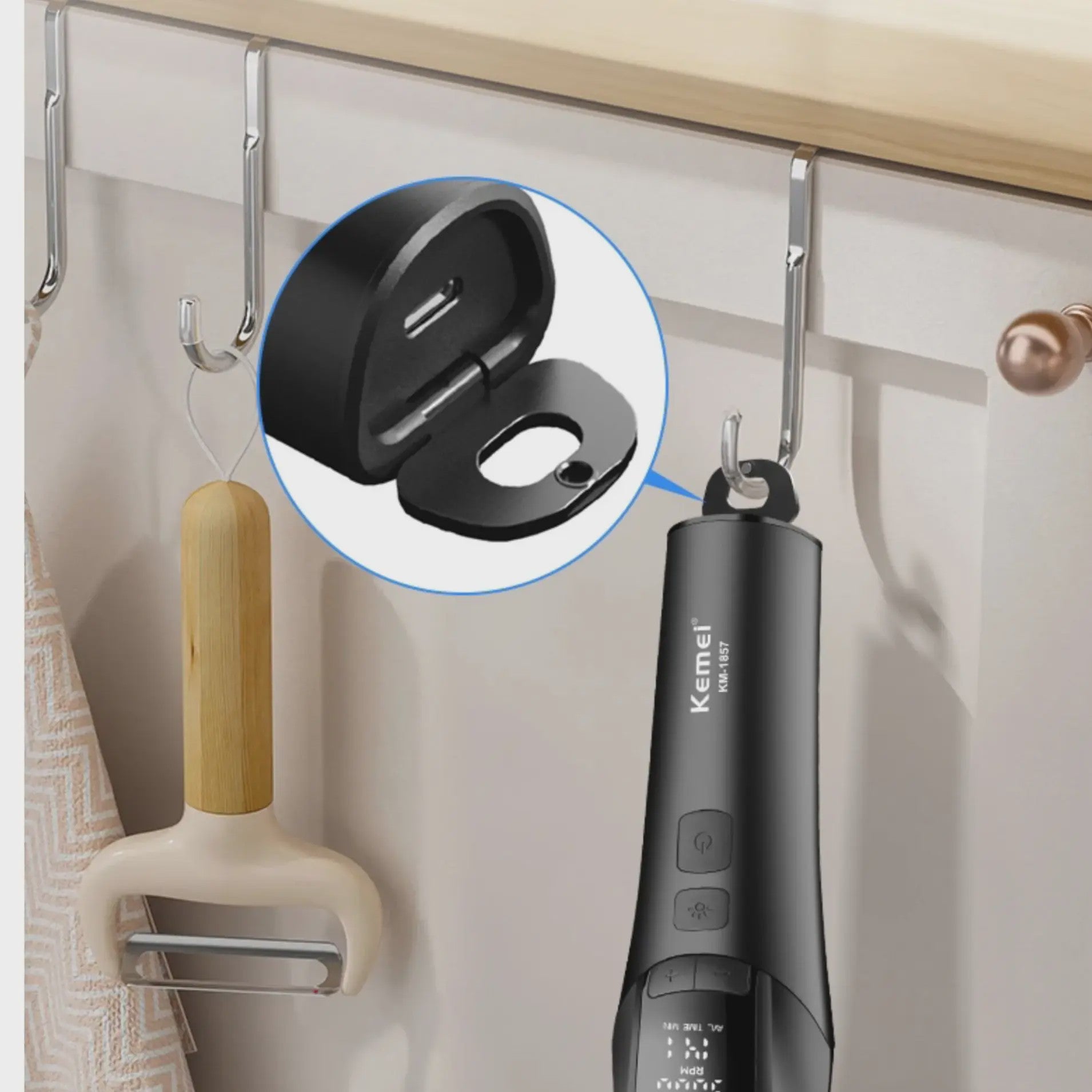 Kemei 1857 Professionele Honden Trimtrimmer - Oplaadbaar, Stille Motor & LED Verlichting