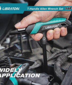 LIBRATON 14-delige T-sleutelset Inbussleutels (Metric & SAE) - Ideaal voor DIY, Auto & Fietsreparatie