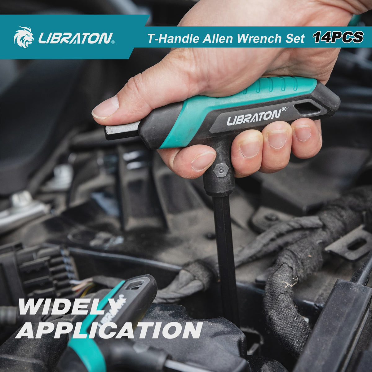 LIBRATON 14-delige T-sleutelset Inbussleutels (Metric & SAE) - Ideaal voor DIY, Auto & Fietsreparatie
