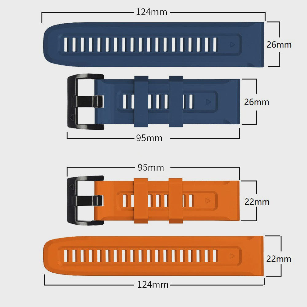 QuickFit Siliconen Horlogeband 22mm/26mm voor Garmin Fenix 7/7X, Epix Gen 2, Enduro 2 & Fenix 5/6 Series