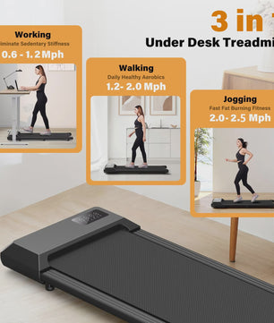 Compacte Onder-Bureau Loopband met 2.5PK Motor en Afstandsbediening - Ideaal voor Thuis & Kantoor
