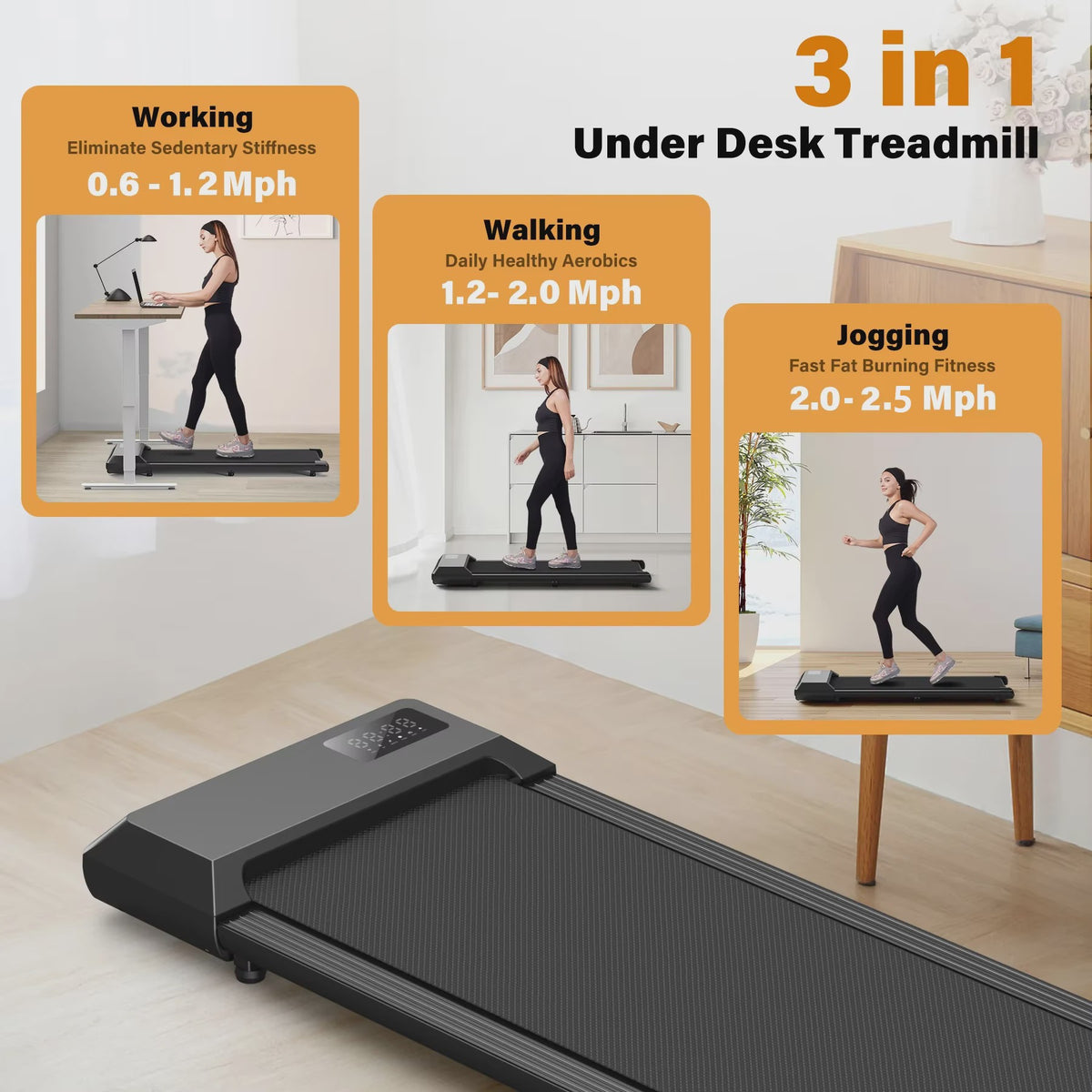 Compacte Onder-Bureau Loopband met 2.5PK Motor en Afstandsbediening - Ideaal voor Thuis & Kantoor