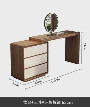 Moderne Houten Kaptafel met Spiegel en Ruime Opbergruimte