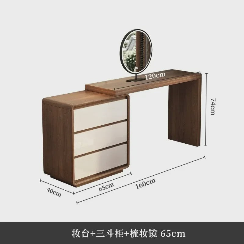 Moderne Houten Kaptafel met Spiegel en Ruime Opbergruimte