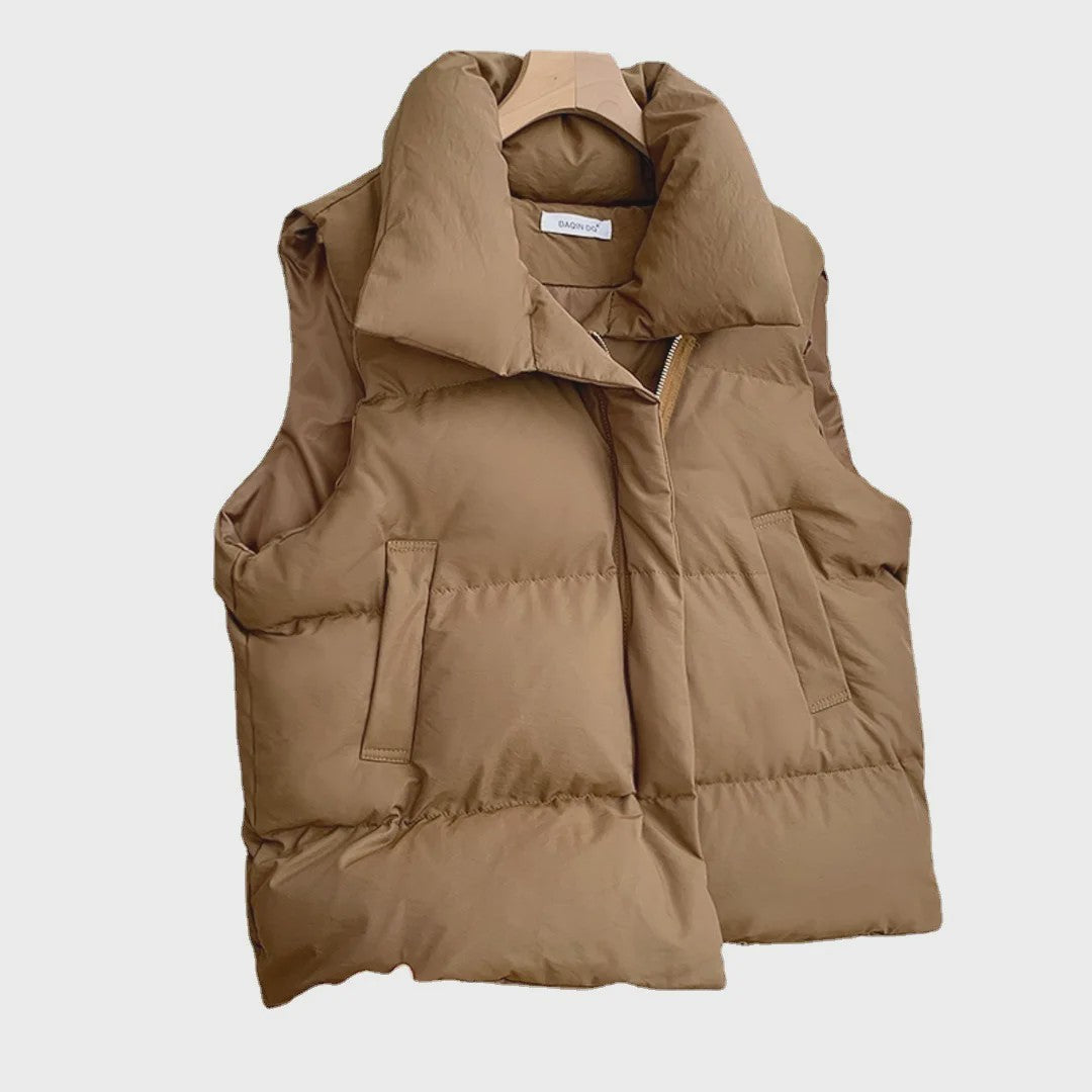 Dames Elegante Winter Gilet met Standkraag - Warm en Stijlvol Casual Buitenkleding