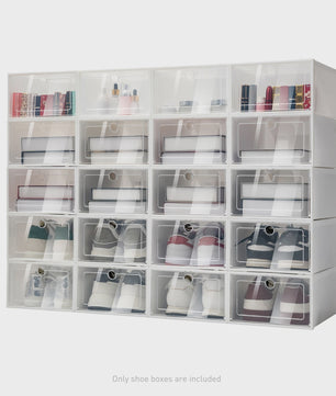 Set van 20/24 Opvouwbare Schoenenboxen - Stapelbaar & Transparant