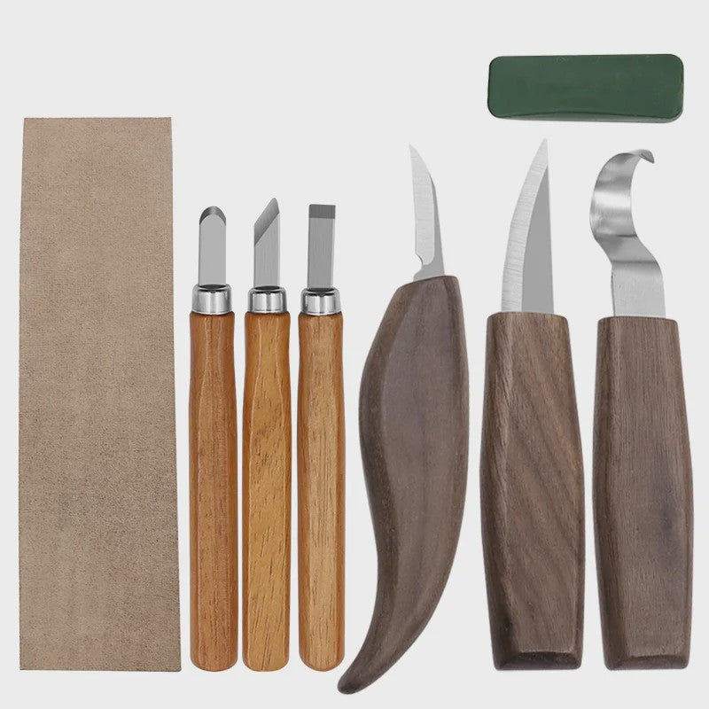 Professionele Houtsnijset met 6 Gereedschappen en Snijbestendige Handschoenen - Ideaal voor DIY Houtbewerking