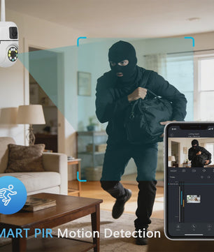 2x WiFi Dual Lens Beveiligingscamera - Waterdicht, Binnen/Buiten, Bewegingsdetectie, Cloud Opslag
