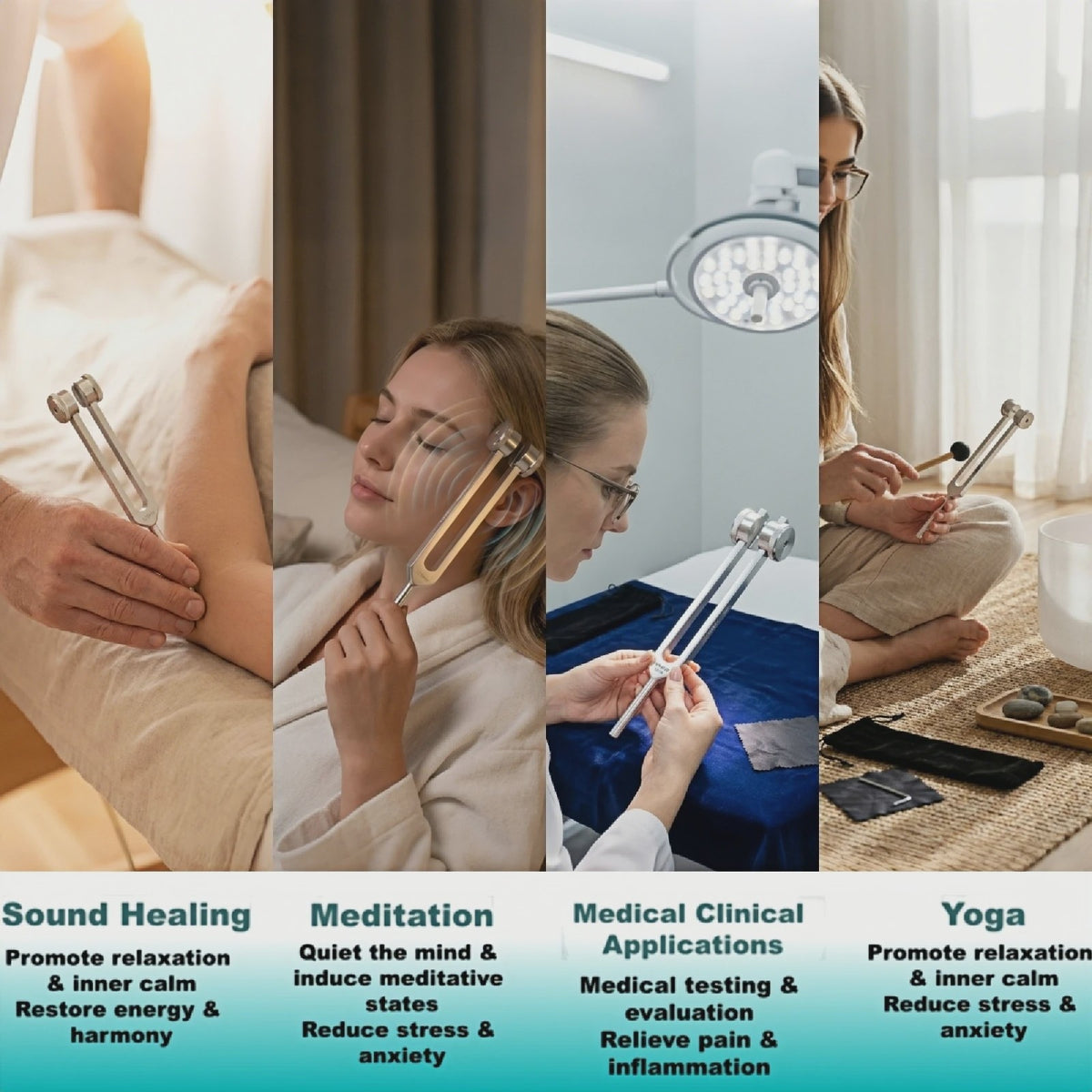 Miwayer Stemvork Set 128Hz, 256Hz, 512Hz met Hamer & Tas - Professionele Klanktherapie Instrumenten