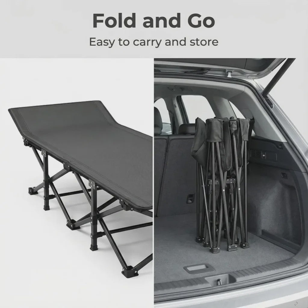 Draagbaar Klapbed: Geen Montage, 150KG Draagkracht, Ergonomisch Comfort, Ruimtebesparend Gastenbed voor Thuis, Kantoor & Camping