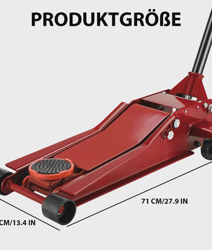3T Hydraulische Vloerkrik - Zwaar Uitvoering Staal met Dubbele Pomp & Hefbereik 75-505mm
