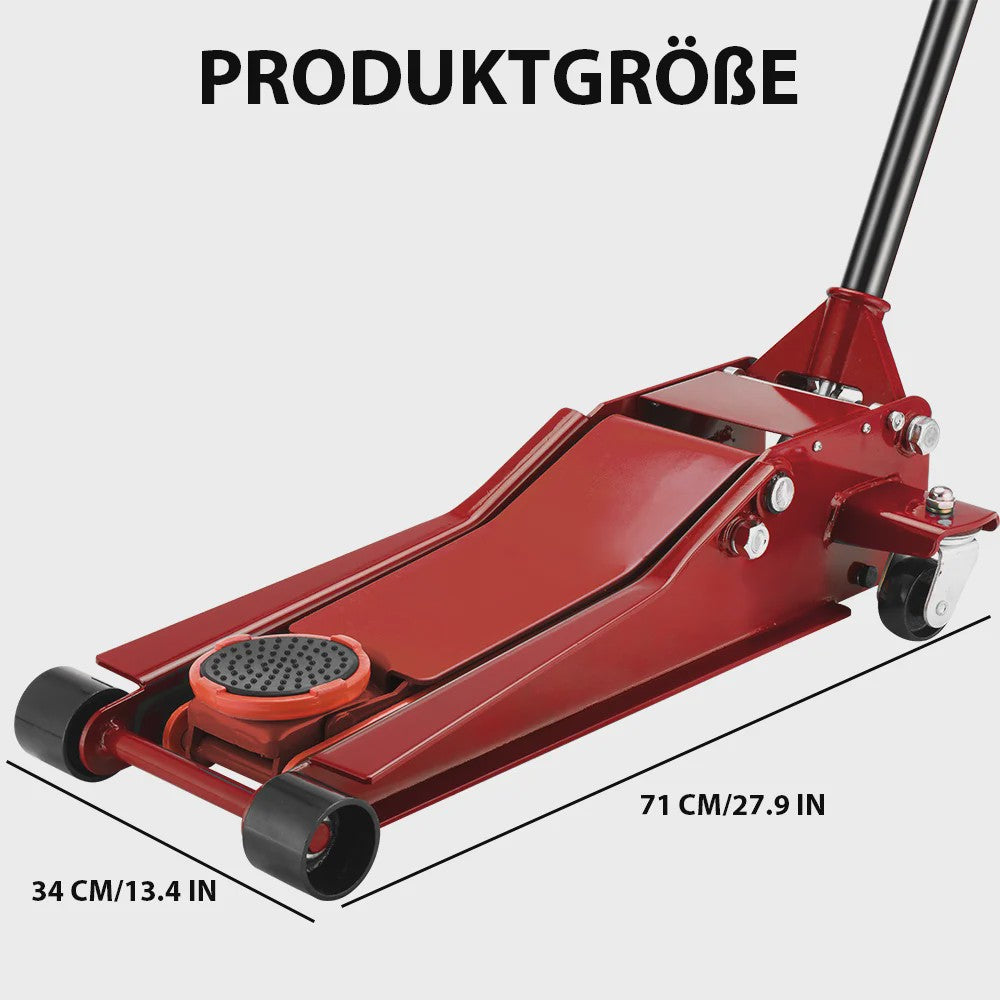 3T Hydraulische Vloerkrik - Zwaar Uitvoering Staal met Dubbele Pomp & Hefbereik 75-505mm