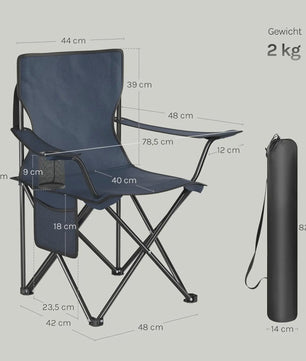 Set van 2 Campingstoelen met Drankhouder en Zijvak - Inclusief Draagtassen