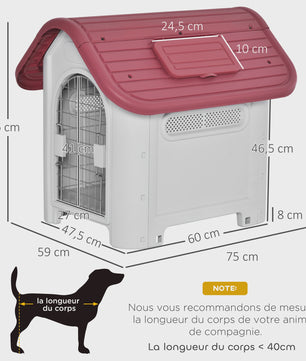 Pawhut Dubbele Hondenren/Hok - Buiten & Binnen - Metaal & Ventilatie - 59x75x66 cm - Rood