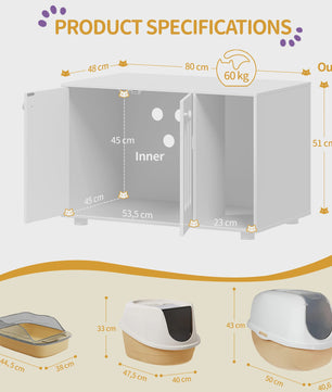 Stijlvolle Katten Toiletkast met Deur en Divider - Modern Design