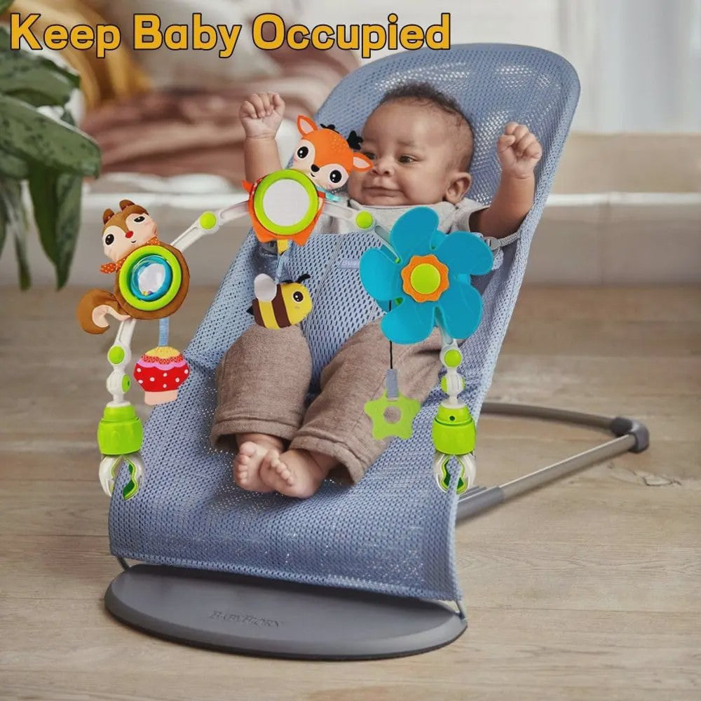 Multifunctionele Baby Activiteitenboog met Muziek & Speelgoed - Kinderwagen, Reiswieg, Autostoel