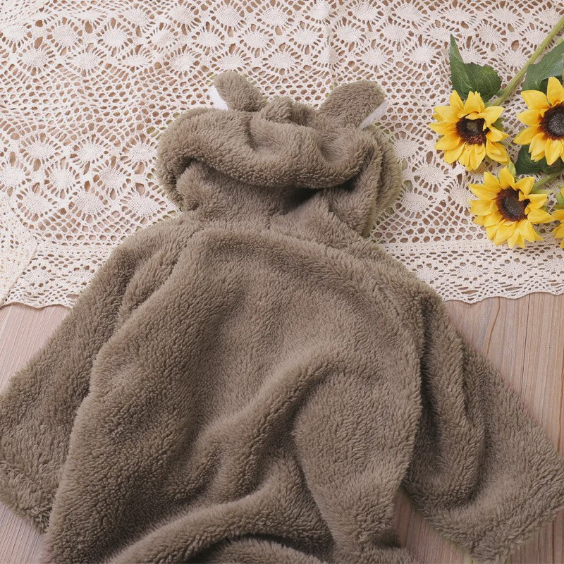 Schattige Baby Romper met Berenoren - Winter Jumpsuit voor Jongens & Meisjes